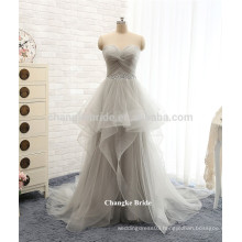 Hot sale grey plus dress fashionable floor length tulle prom dresses